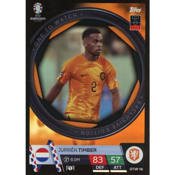 Topps Match Attax EURO 2024 Germany - OTW 16 - Jurrien Timber - One to Watch Exclusive Edition