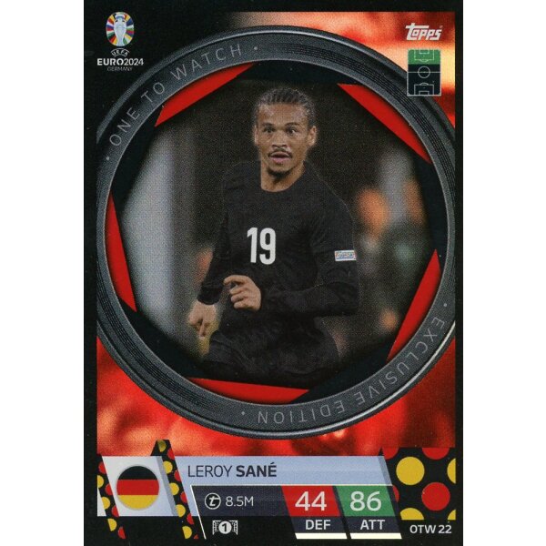 Topps Match Attax EURO 2024 Germany -  OTW 22 - Leroy Sane - One to Watch Exclusive Edition