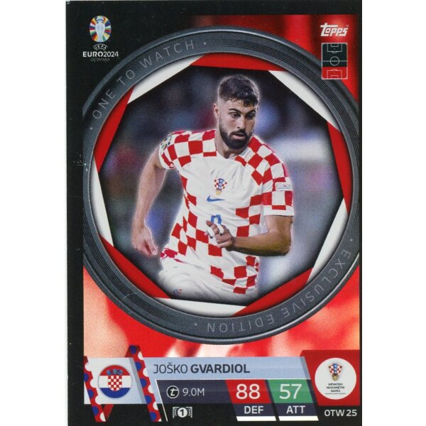 Topps Match Attax EURO 2024 Germany -  OTW 25 - Josko Gvardiol - One to Watch Exclusive Edition