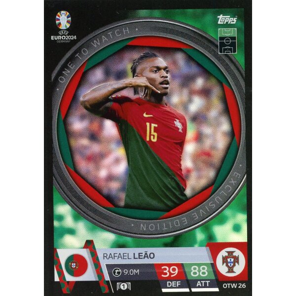 Topps Match Attax EURO 2024 Germany - OTW 26 - Rafael Leao - One to Watch Exclusive Edition