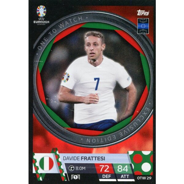 Topps Match Attax EURO 2024 Germany - OTW 29 - Davide Frattesi - One to Watch Exclusive Edition