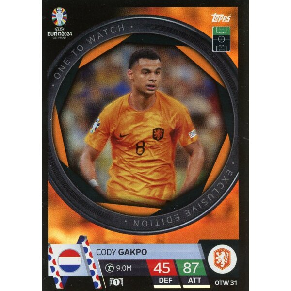 Topps Match Attax EURO 2024 Germany - OTW 31 - Cody Gakpo - One to Watch Exclusive Edition
