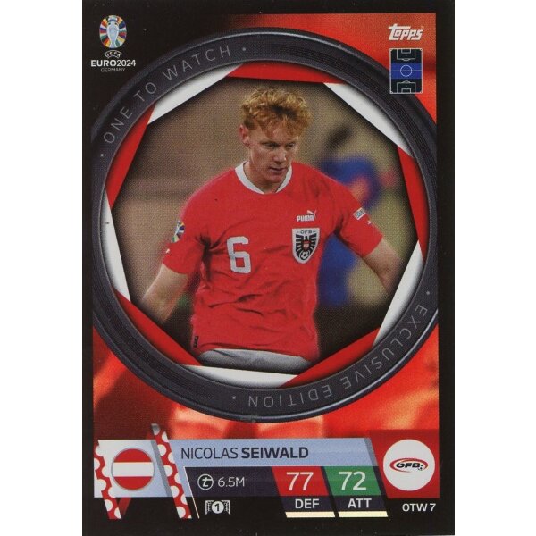 Topps Match Attax EURO 2024 Germany - OTW 7 - Nicolas Seiwald - One to Watch Exclusive Edition
