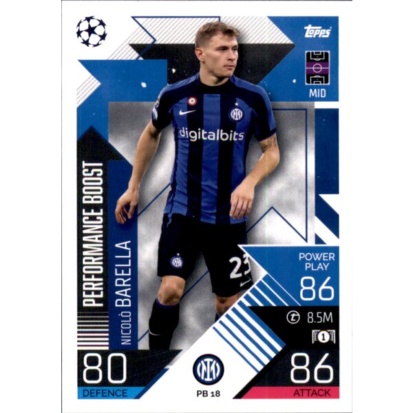 Topps Match Attax Champions League 2022/23 - PB18 - Nicola Barella - Performance Boost