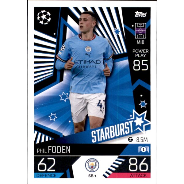 Topps Match Attax Champions League 2022/23 - SB01 - Phil Foden - Starburst