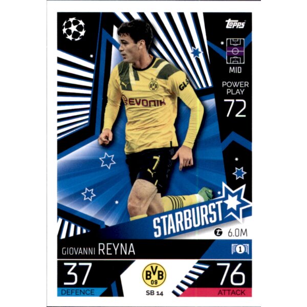 Topps Match Attax Champions League 2022/23 - SB14 - Giovanni Reyna - Starburst