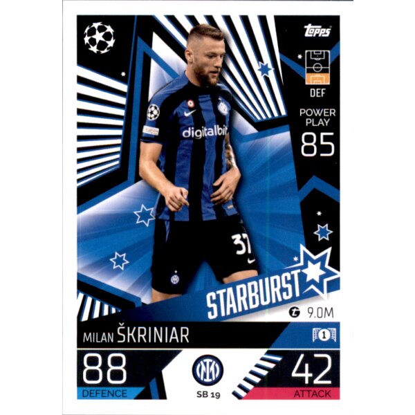 Topps Match Attax Champions League 2022/23 - SB19 - Milan Skriniar - Starburst