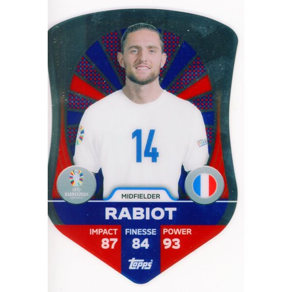 Topps Match Attax EURO 2024 Germany - SC 3 - Adrien Rabiot - Chrome Pro Elite Shield