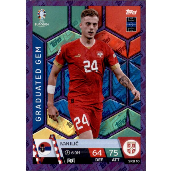 Topps Match Attax EURO 2024 Germany - SRB 10 - Ivan Ilic - Graduated Gem - PURPLE SAPPHIRE
