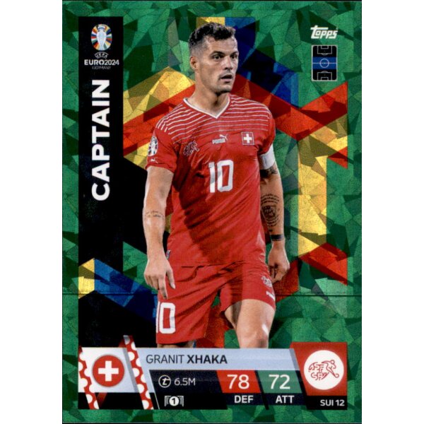 Topps Match Attax EURO 2024 Germany - SUI 12 - Granit Xhaka - Captain - GREEN EMERALD