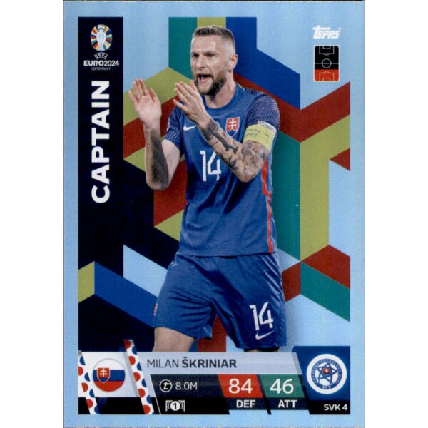 Topps Match Attax EURO 2024 Germany - SVK 4 - Milan Skriniar - Captain