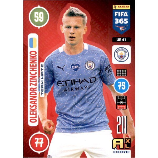 Panini FIFA 365 Adrenalyn XL 2021 - UE41 - Oleksandr Zinchenko - Team Mate - Update
