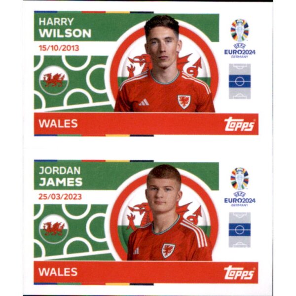 WAL 10+WAL 11 - Harry Wilson/Jordan James - Topps UEFA EURO Germany EM 2024