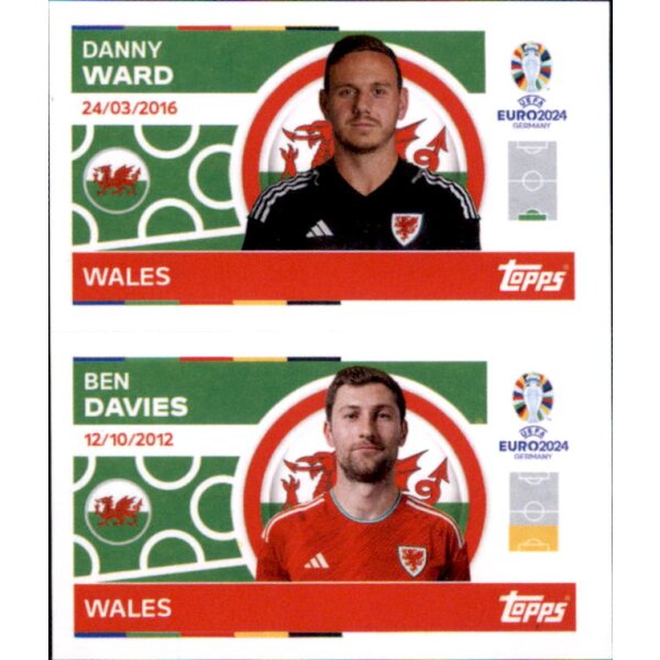 WAL 2+WAL 3 - Danny Ward/Ben Davies - Topps UEFA EURO Germany EM 2024