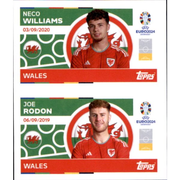 WAL 4+WAL 5 - Neco Williams/Joe Rodon - Topps UEFA EURO Germany EM 2024