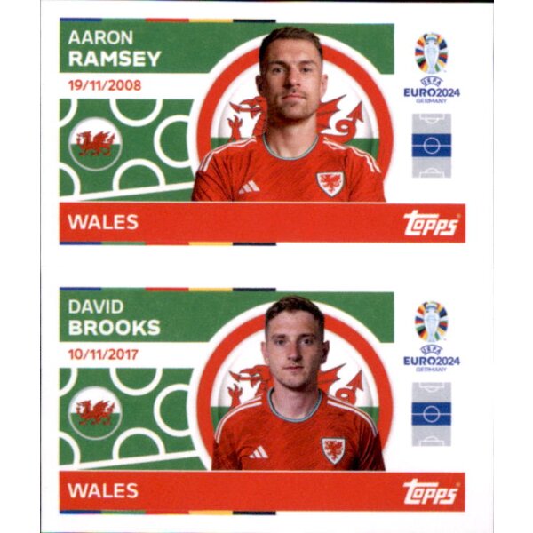WAL 8+WAL 9 - Aaron Ramsey/David Brooks - Topps UEFA EURO Germany EM 2024
